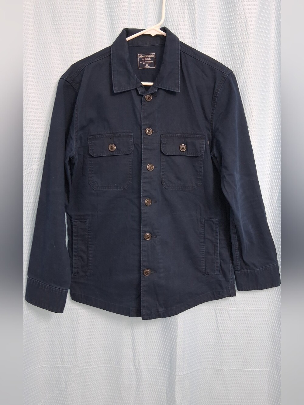 Abercrombie & Fitch Men's Navy Button-Front Utility Jacket